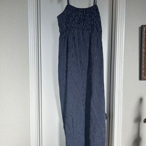 Target Navy and White Striped Maxi Dress with Smocked Details